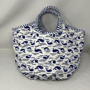 Roberta Roller Rabbit Canvas Tote Bag Cotton Whale Nautical Mom Handbag Beachy